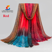 LINGSHANG DXF1 newest design scarf fashion dress silk feel fashion accessories magic chiffon scarf